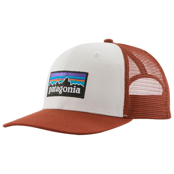 Patagonia Casquettes P-6 Logo Trucker Hat White Rusty Red Présentation