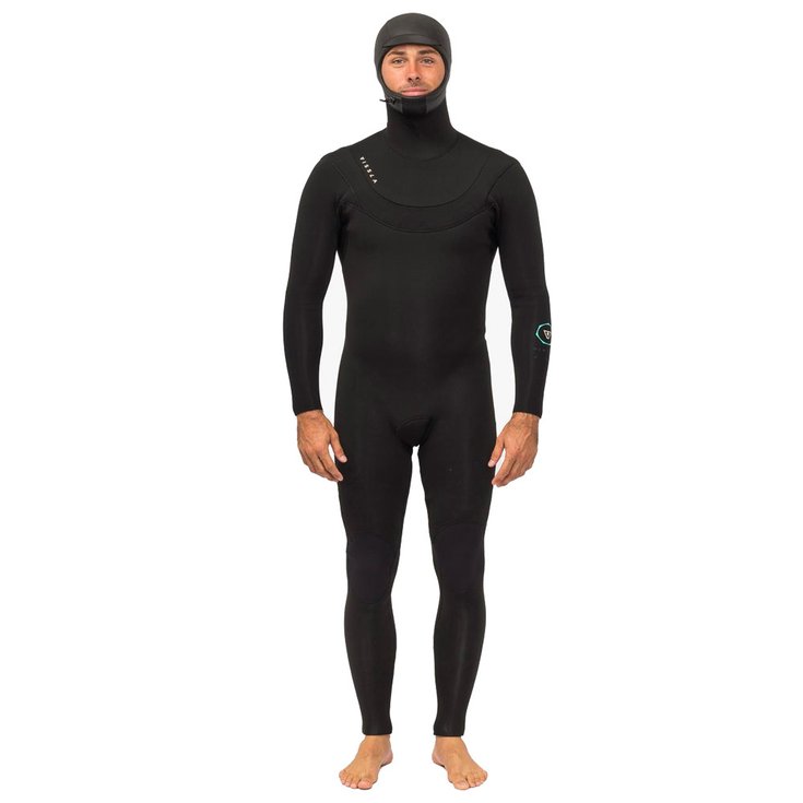 Vissla Combinaison Intégrale New Seas 5-4 Hooded V - U-Zip Black Présentation
