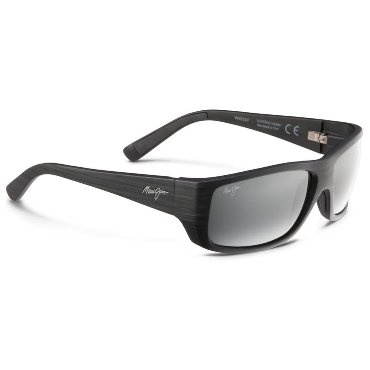 Maui Jim Lunettes de soleil Wassup Gris Mat Grain De Bois Noir Gris Neutre Présentation