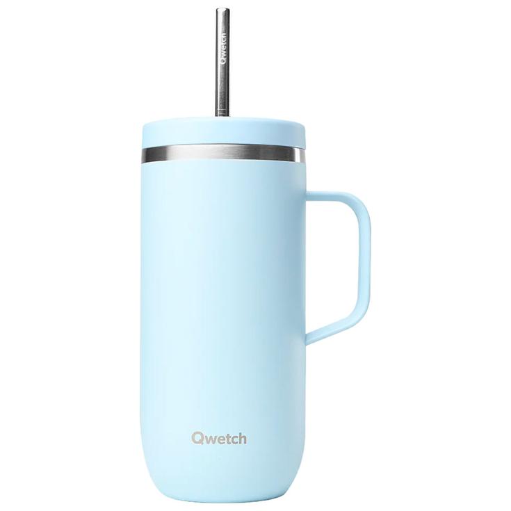 Qwetch Mug Cold Cup 600 ml + Anse Pastel Bleu Présentation