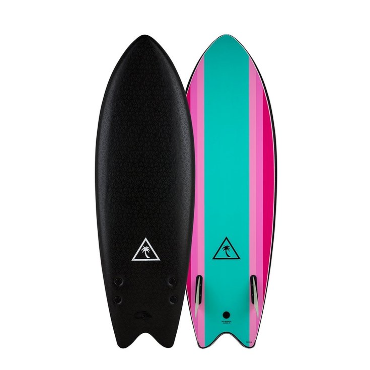 Catch Surf Board Surf Planche de Surf en mousse Catch Surf Retro Fish Twin - Black / Turquoise - 5'6" / 168 cm - Sans Côté
