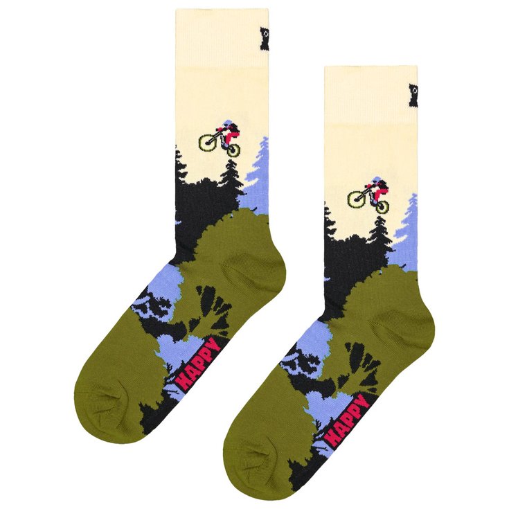 Happy Socks Chaussettes Crew Socks Mountain Bike White Présentation