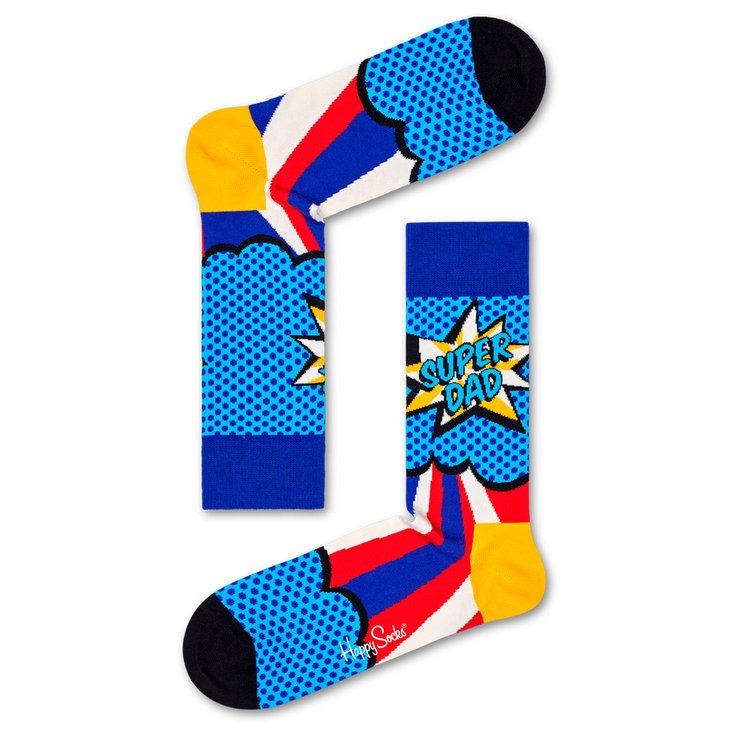 Happy Socks Chaussettes Super Mom & Dad Bleu Présentation