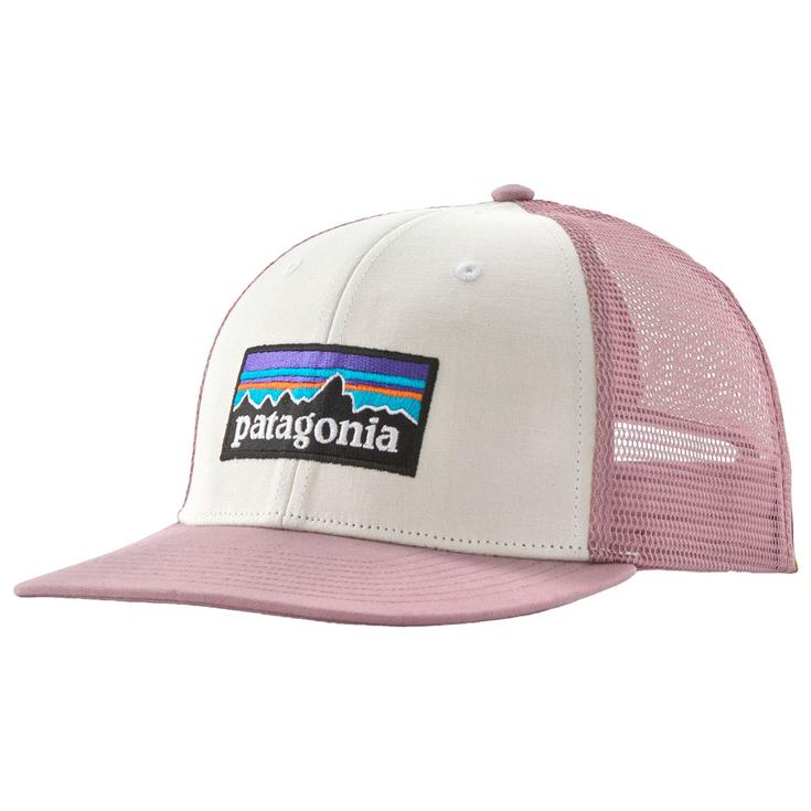 Patagonia Casquettes P-6 Logo Trucker Hat White Quiet Violet Présentation