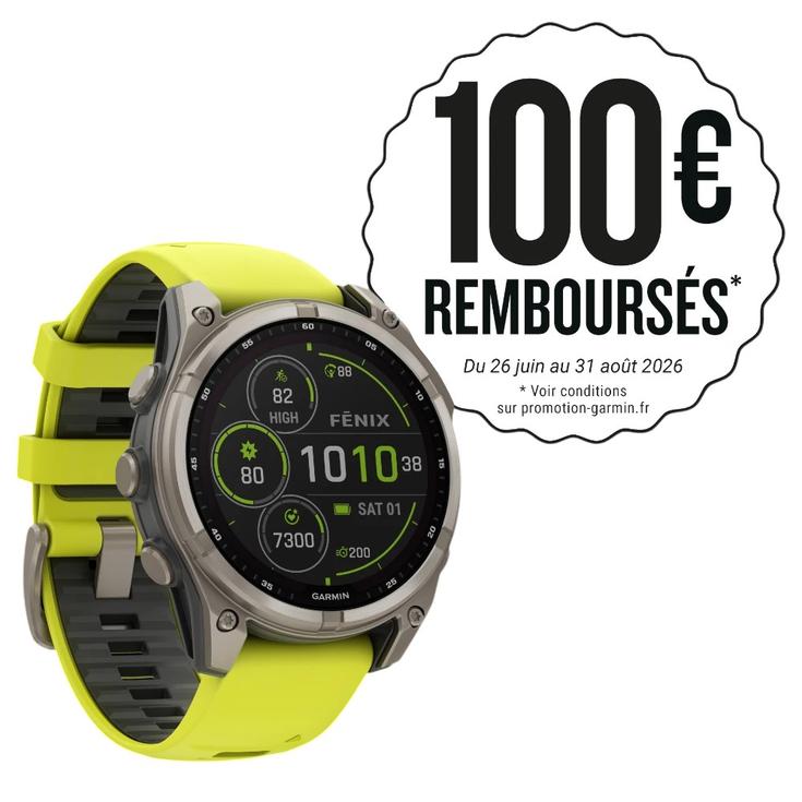 Garmin Montres GPS Fenix 8 Solar Sapphire Titanium Bracelet Silicone Jaune Graphite Présentation
