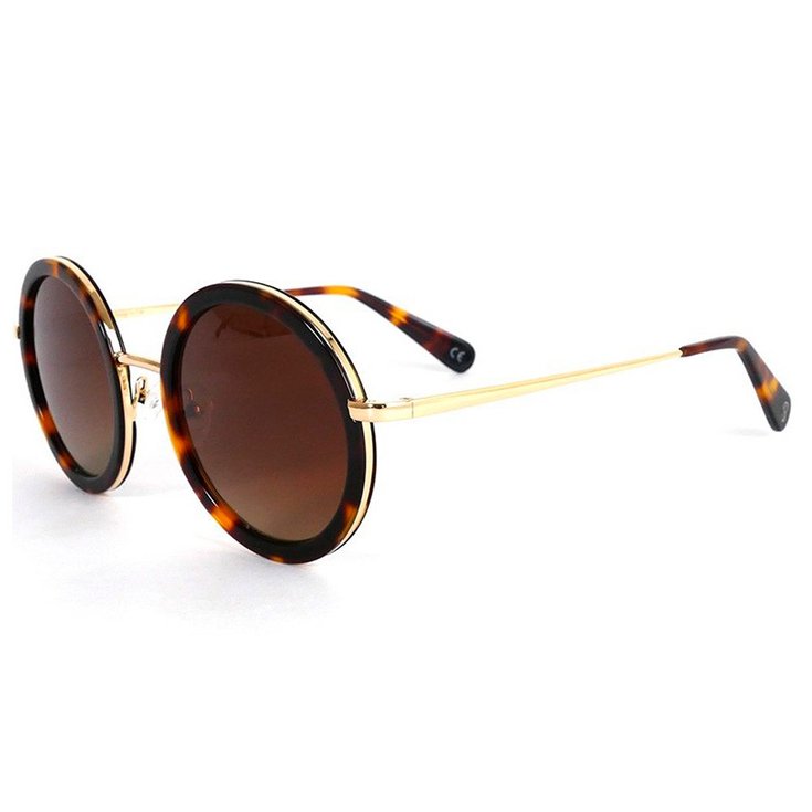 Binocle Eyewear Lunettes de soleil Monica Shiny Gold Tortoise Gradient Brown Polarized Présentation