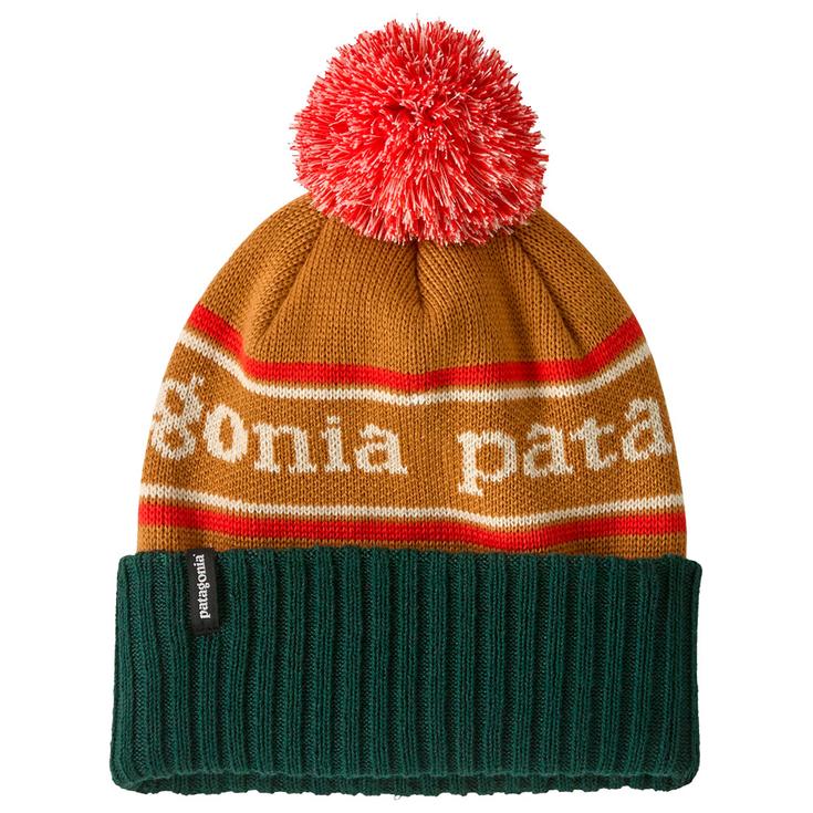 Patagonia Bonnet Kid's Powder Town Beanie Park Stripe Talon Gold Présentation