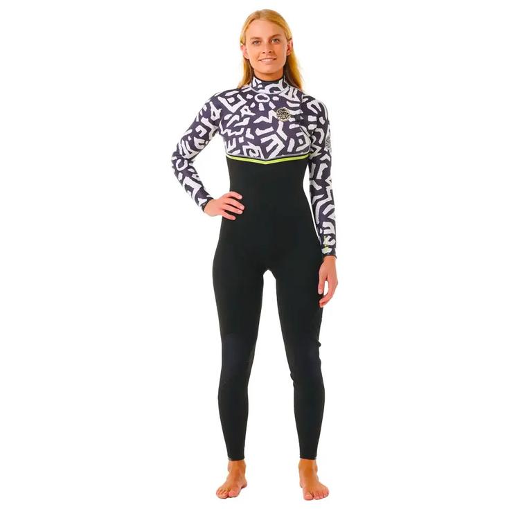 Rip Curl Combinaison Intégrale E-bomb 4/3mm Gb Zip Free Sub Black Lime DA Présentation