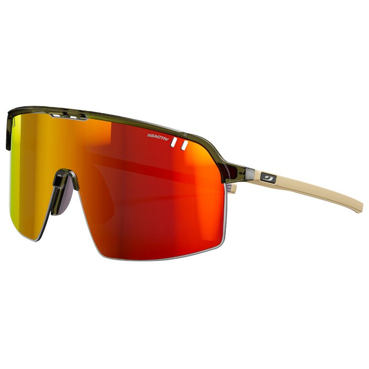 Julbo Lunettes de soleil Intensity Translucide Brillant Vert Kaki Beige Mat Reactiv 1-3 Light Amplifier Présentation