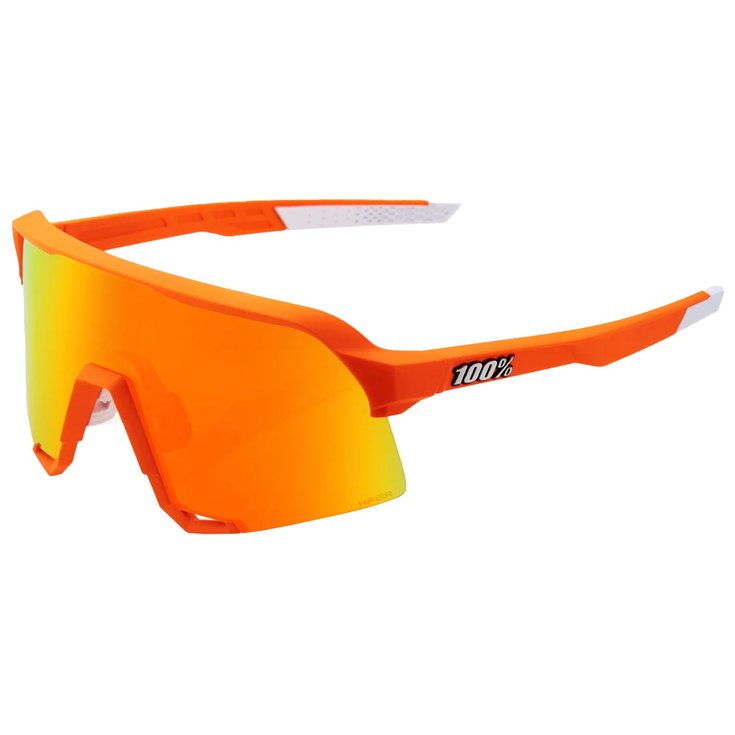 100% Lunettes de soleil S3 Soft Tact Neon Orange Hiper Red Multilayer Mirror Lens Présentation