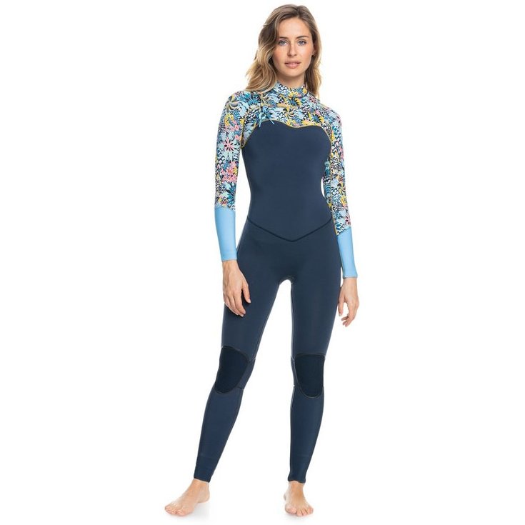 Roxy Combinaison Intégrale Manches Longues surf Marine Bloom Front Zip 4/3 Côté