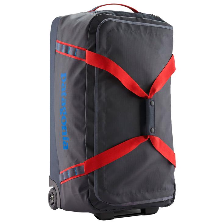 Patagonia Valise Black Hole Wheeled Duffel 70L Smolder Blue Amanita Red Présentation Patagonia Valise Black Hole Wheeled Duffel 70L Smolder Blue Amanita Red Présentation