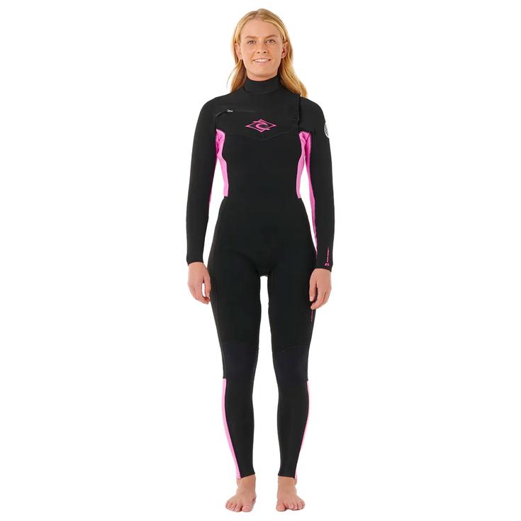 Rip Curl Combinaison Intégrale Womens Dawn Patrol Chest Zip 3/2 Black / Pink Présentation