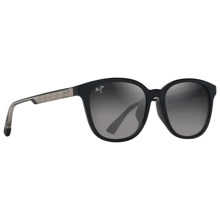 Maui Jim Lunettes de soleil Ku'ikahi Asian Fit Noir Brilant Gris Clair Transparent Neutral Grey Minéral Superthin Présentation