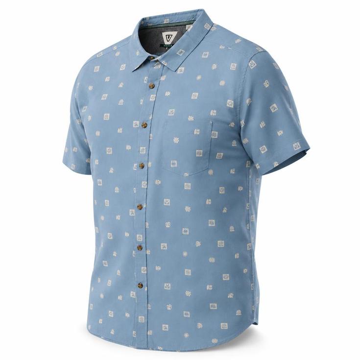 Vissla Chemise Ecology Marks Eco Short Sleeve Faded Denim Présentation