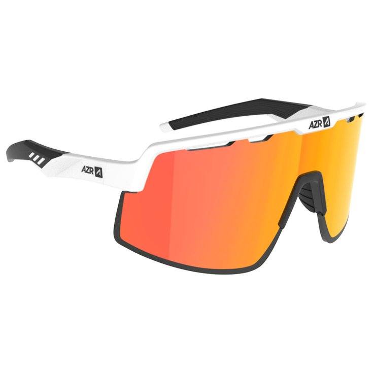 AZR Lunettes de soleil Speed Rx Blanche Mate Noir Multicouche Rouge Présentation