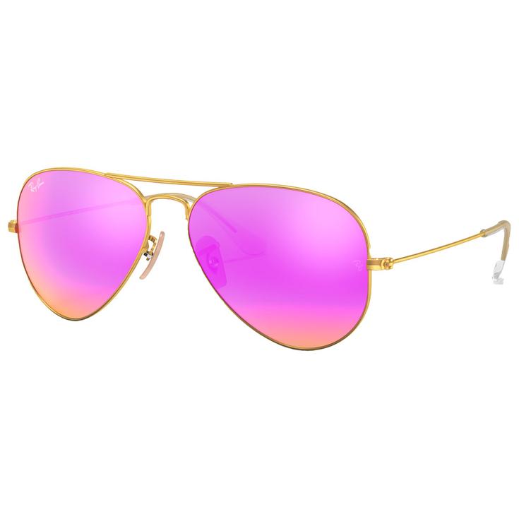 Ray Ban Lunettes de soleil RB3025 Aviator Mat Gold Cyclamen Flash Polarized Présentation