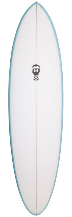 Phipps Board de Surf One Bad Egg Futures Fins White Sky Blue Présentation