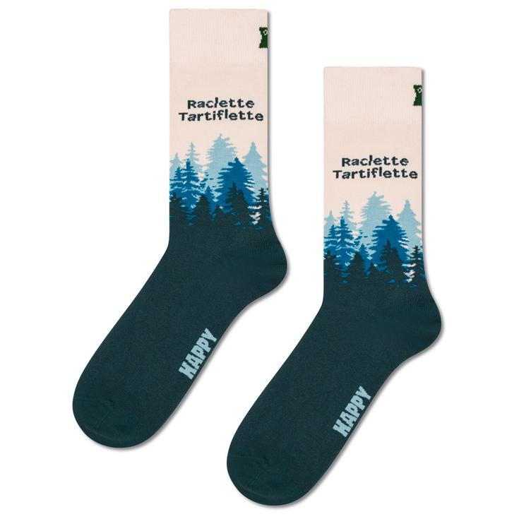 Happy Socks Chaussettes Crew Socks French Edition Apres Ski Odd Dark Green Présentation