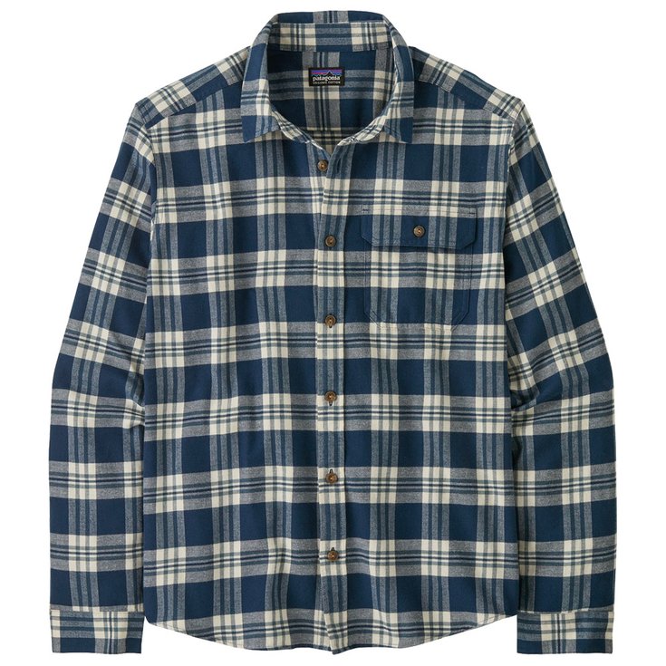 Patagonia Chemise Men’s Long-Sleeved Cotton in Conversion Lightweight Fjord Flannel Shirt Base Camp New Navy Présentation