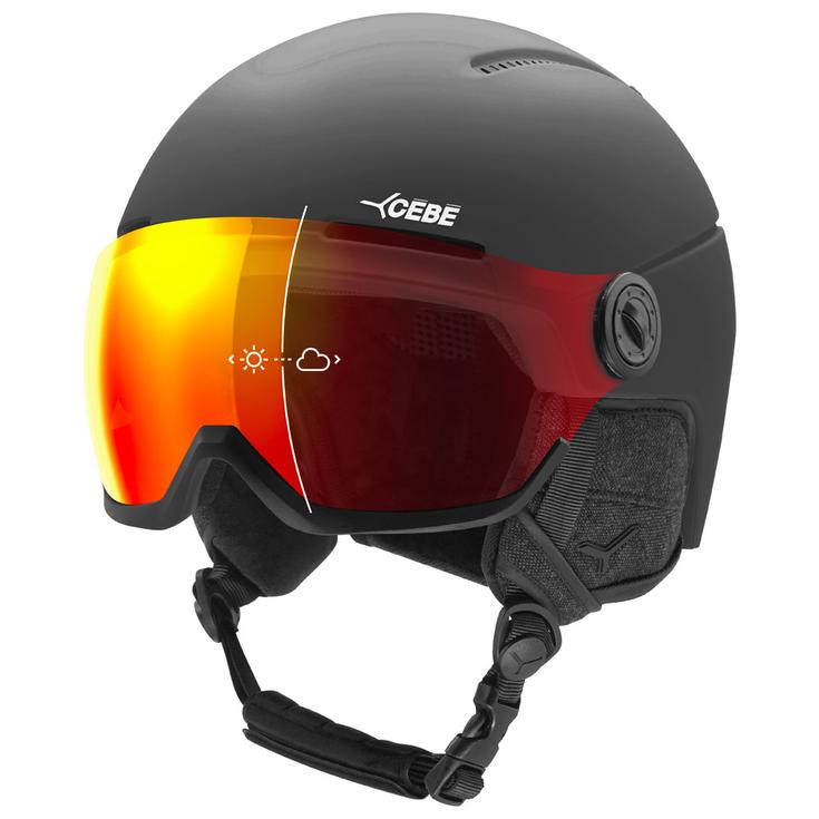 Cebe Casque de ski avec visière Rise Evo Black Vario Flash Red Présentation