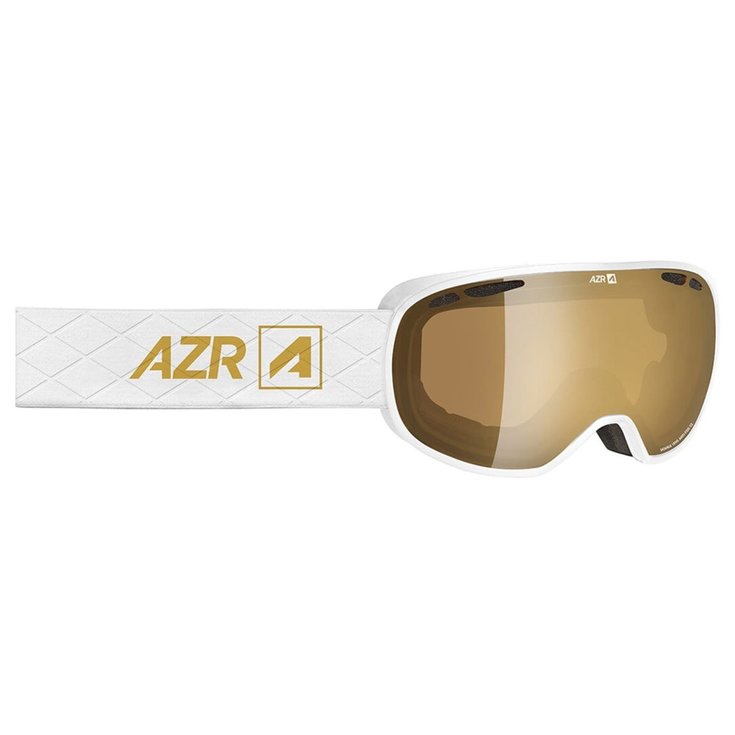 AZR Masque de Ski Smile Otg Mat Blanc Full Gold Mirror Présentation