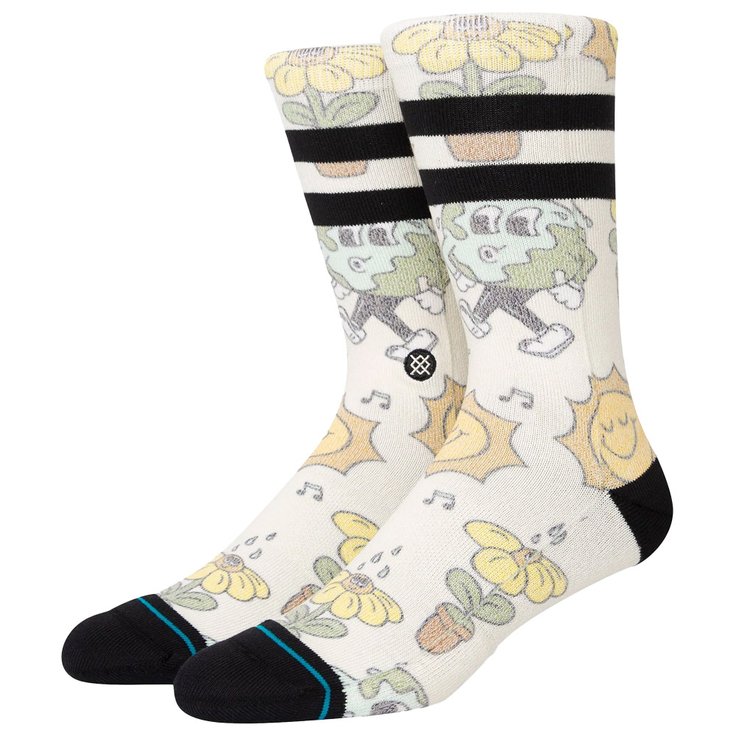 Stance Chaussettes Crew Sock Nice Mooves Offwhite Présentation