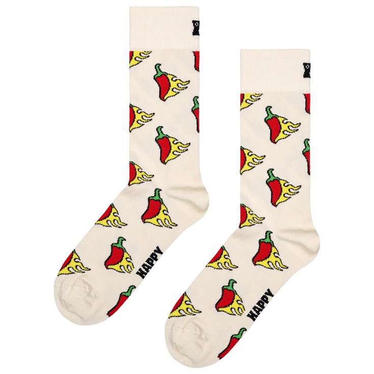 Happy Socks Chaussettes Crew Socks Hot Chili White Présentation