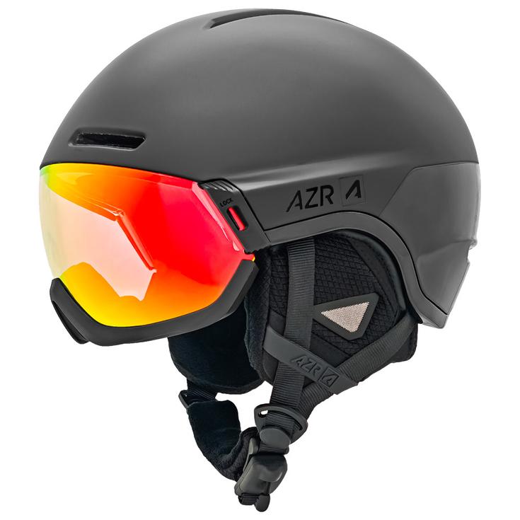 AZR Casque de ski avec visière Arvex Intégrale Noir Mat Irisé Rouge Multicouche Présentation
