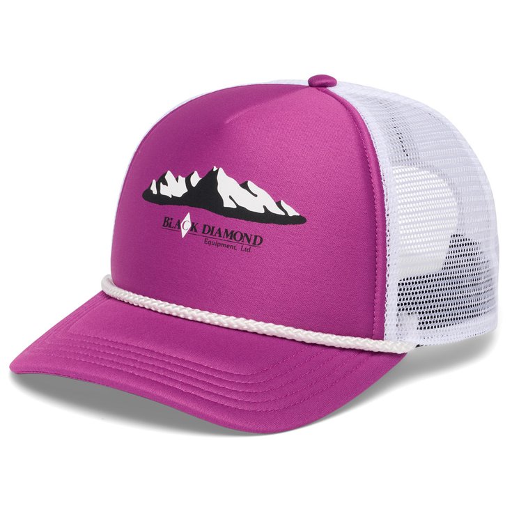 Black Diamond Casquettes Flat Bill Trucker Hat Piton Purple White Mountainscape Présentation