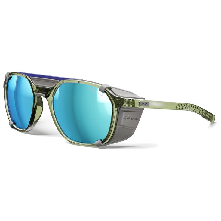 Julbo Lunettes de soleil Slack Cover Translucide Brillant Vert Army Gris Spectron Hd 4 Polarized Présentation