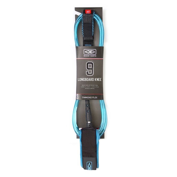 Ocean And Earth Leash Longboard Leash de surf Ocean and Earth Longboard Knee Diamond Flex - Blue - 9'0 / 274 cm 