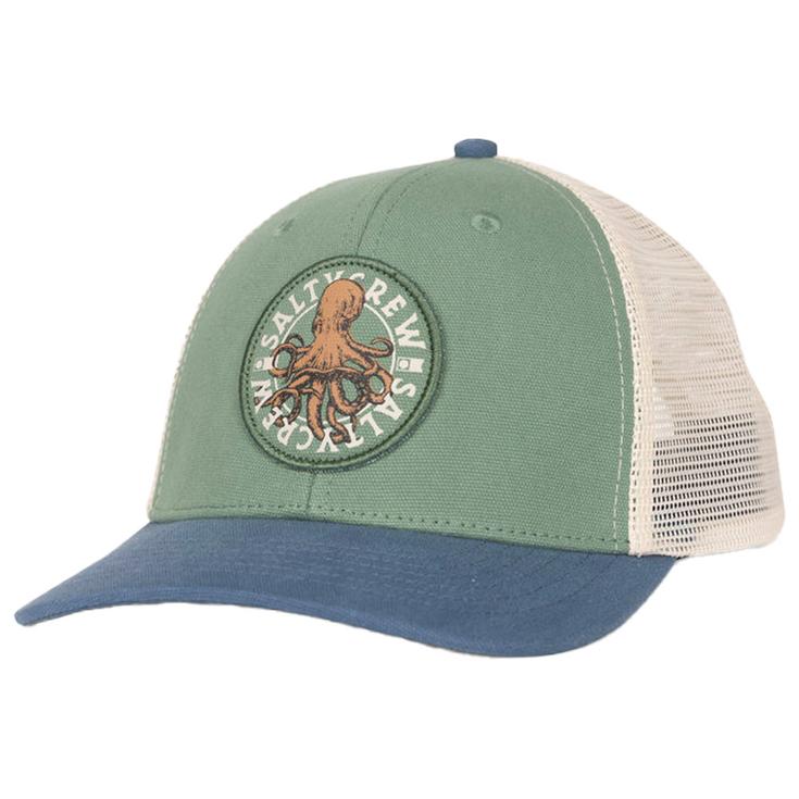 Salty Crew Casquettes Tentacles Boys Trucker Mid Green Cast Blue Présentation