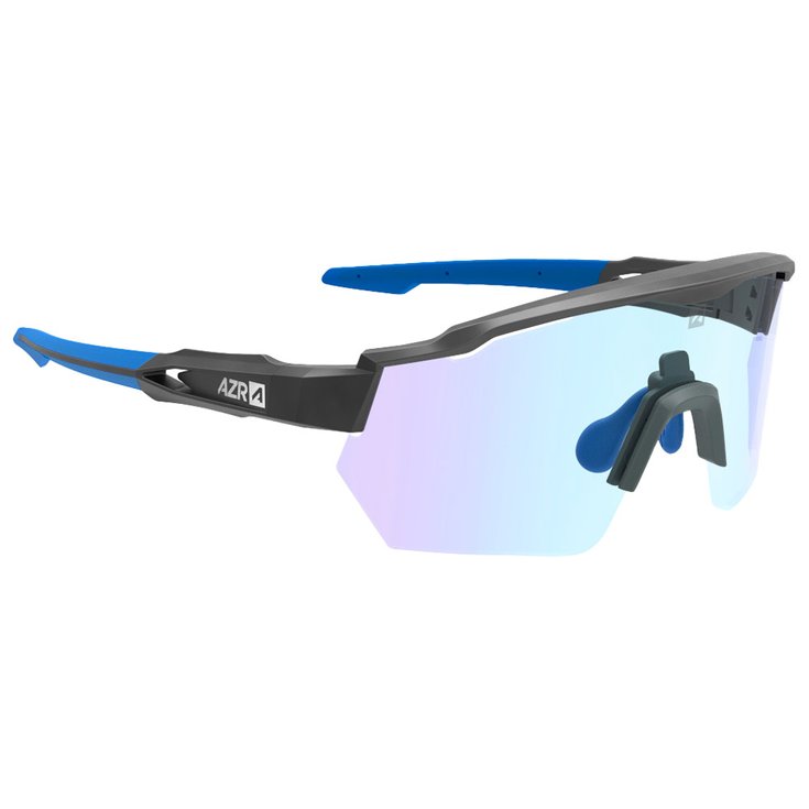 AZR Lunettes de soleil Race Rx Noire Mate Photochromique Irisé Bleue Présentation