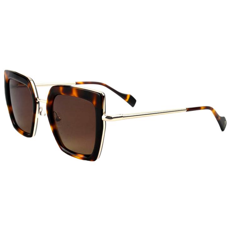 Binocle Eyewear Lunettes de soleil Veronika Shiny Gold Black Tortoise Gradient Brown Polarized Présentation