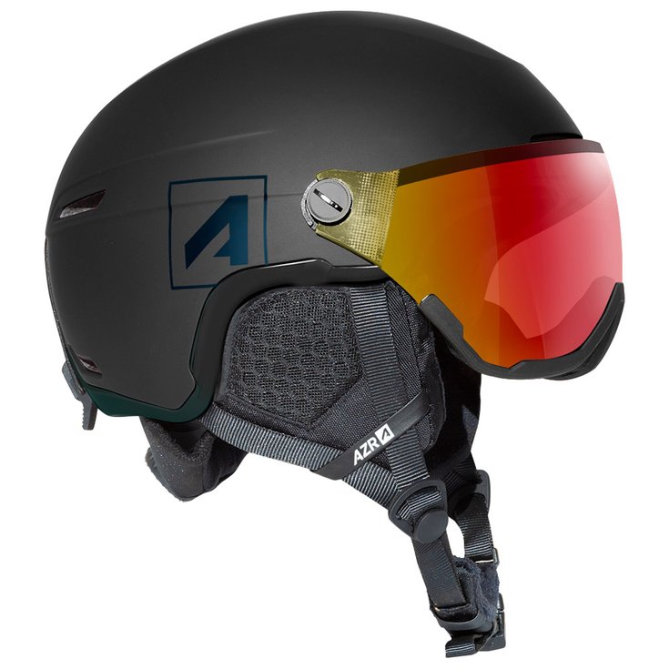 AZR Casque visière Orion Visor Noir Mat Irisé Rouge Présentation