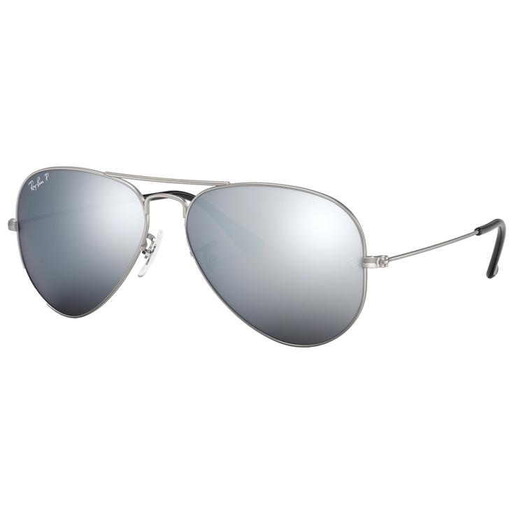 Ray Ban Lunettes de soleil RB3025 Aviator Matte Silver Dark Grey Polarized Présentation