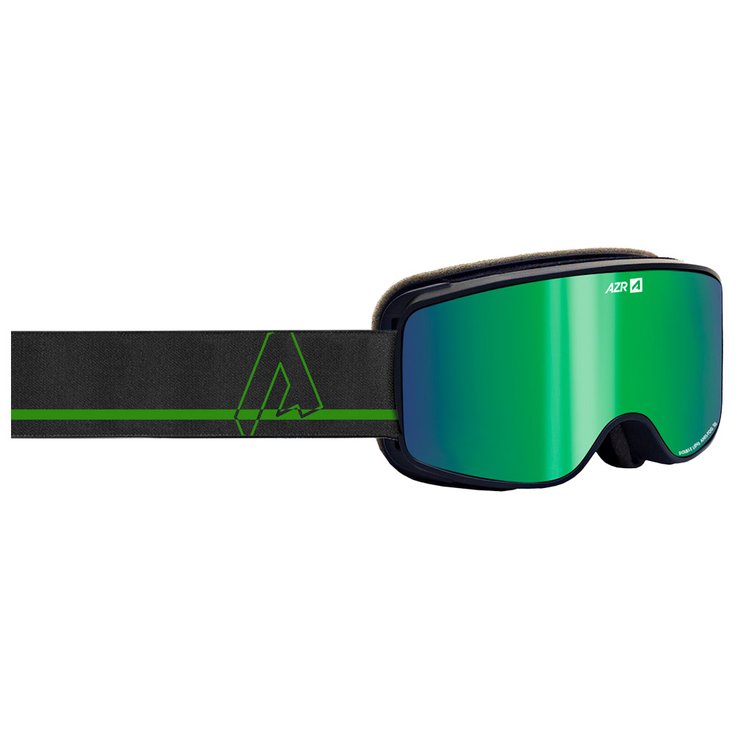 AZR Masque de Ski Winter Jr Noire Vernie Full Vert Multicouche Présentation