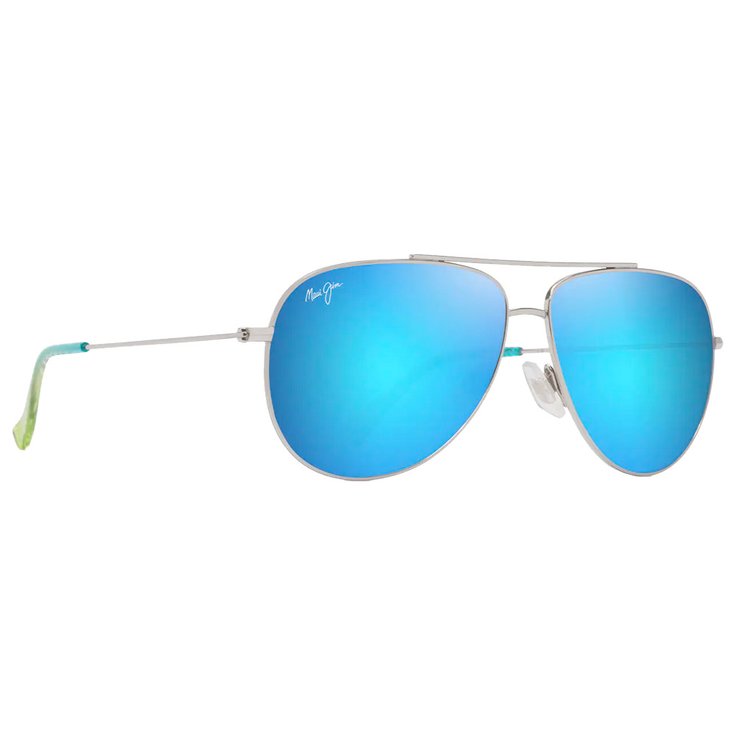 Lunettes de soleil Maui Jim Hauoli Argent Brillant Bleus Verts Bleu Hawai MauiPure Hiver 2025 Glisse proshop