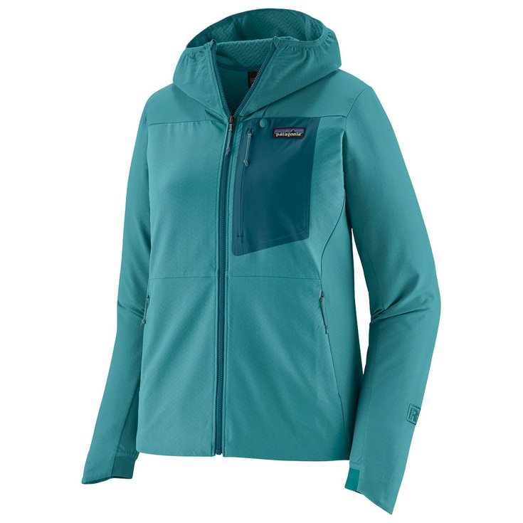 Patagonia Polaire W R1 CrossStrata Hoody Wetland Blue Présentation