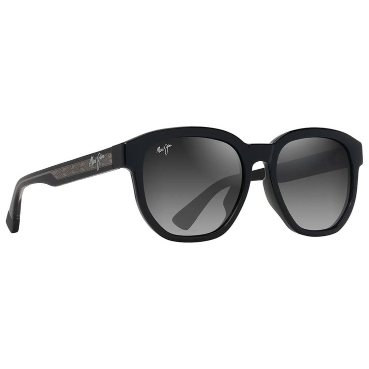 Maui Jim Lunettes de soleil Akahai Asian Fit Noir Brillant Gris Clair Transparent Neutral Grey Minéral Superthin Présentation
