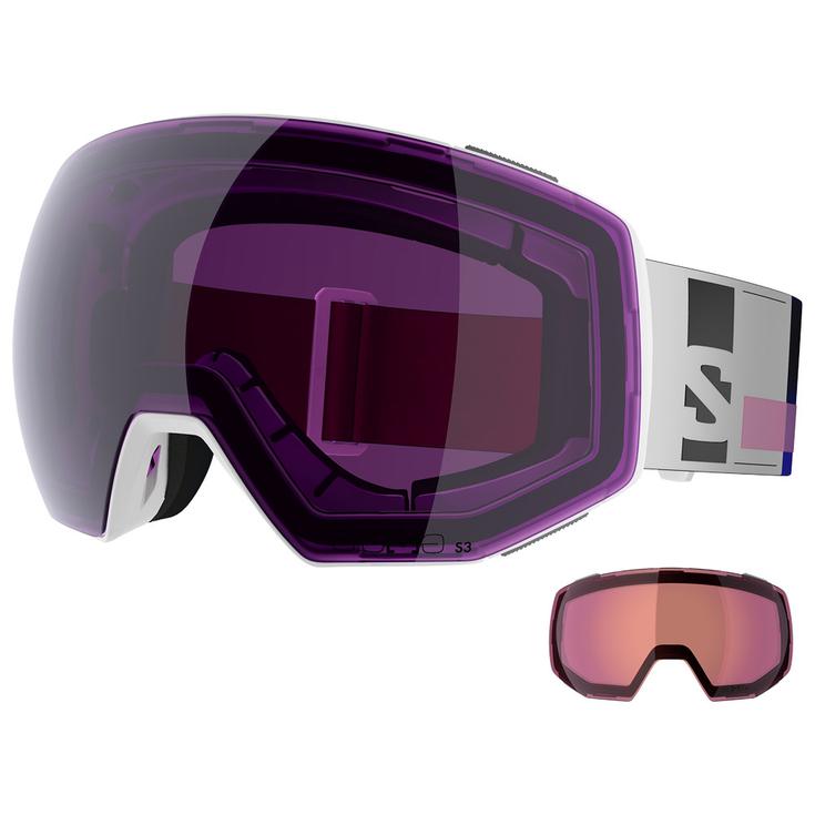 Salomon Masque de Ski Radium Prime White Addikt Sigma Sky Blue + Sigma Light Blue Présentation