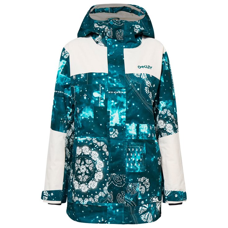 Oakley Blouson Ski TC Aurora RC Insulated Jkt Green Bandana Pt White Présentation