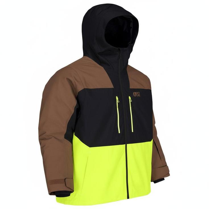 Picture Blouson Ski Object Jacket Cocoa Brown Black Acid Lime Présentation