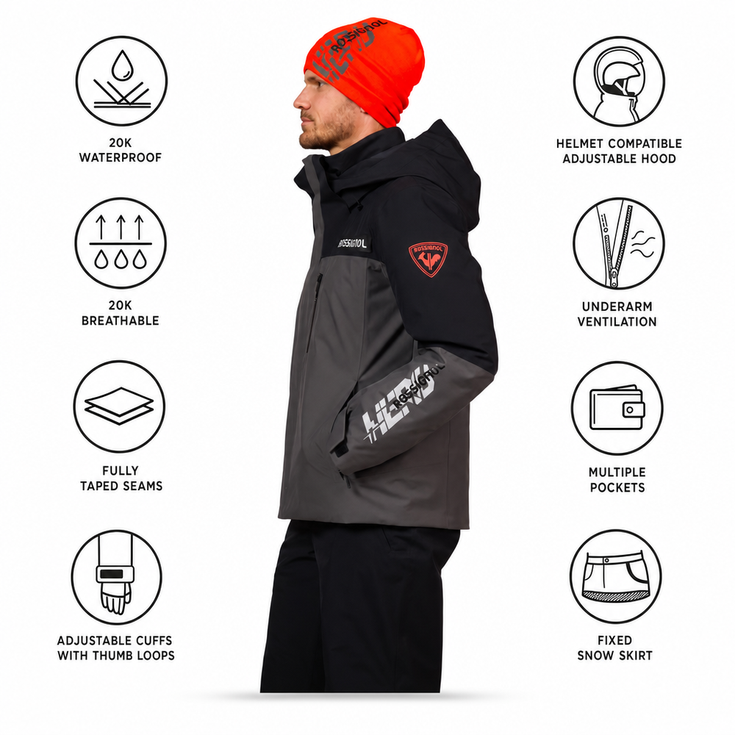 Rossignol Blouson Ski Hero Velika Insulated Jacket Onyx Grey 