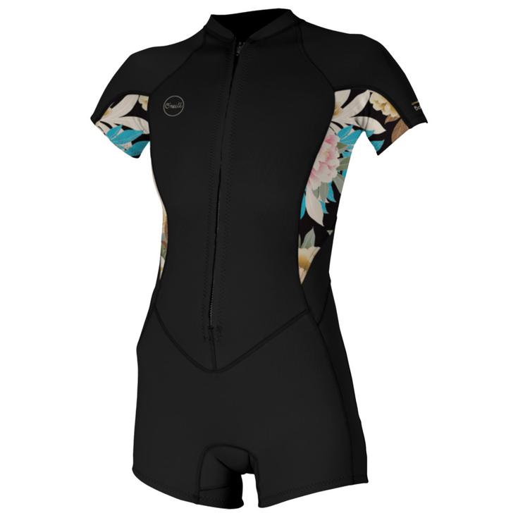 O'Neill Shorty Womens Bahia 2/1 Front Zip S/S Black / Mikahfloral / Black Présentation
