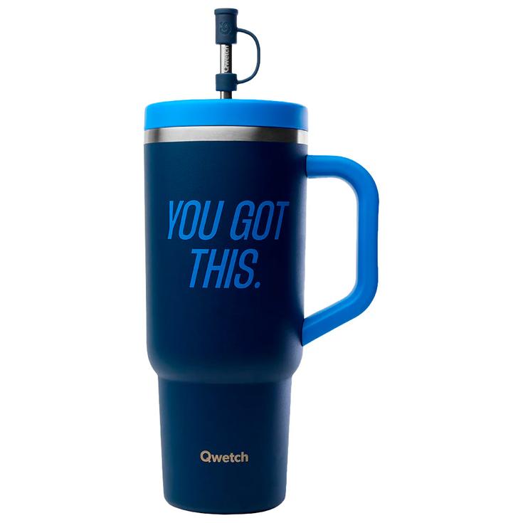 Qwetch Mug Travel Cup 900 ml Level Up Bleu Nuit Présentation