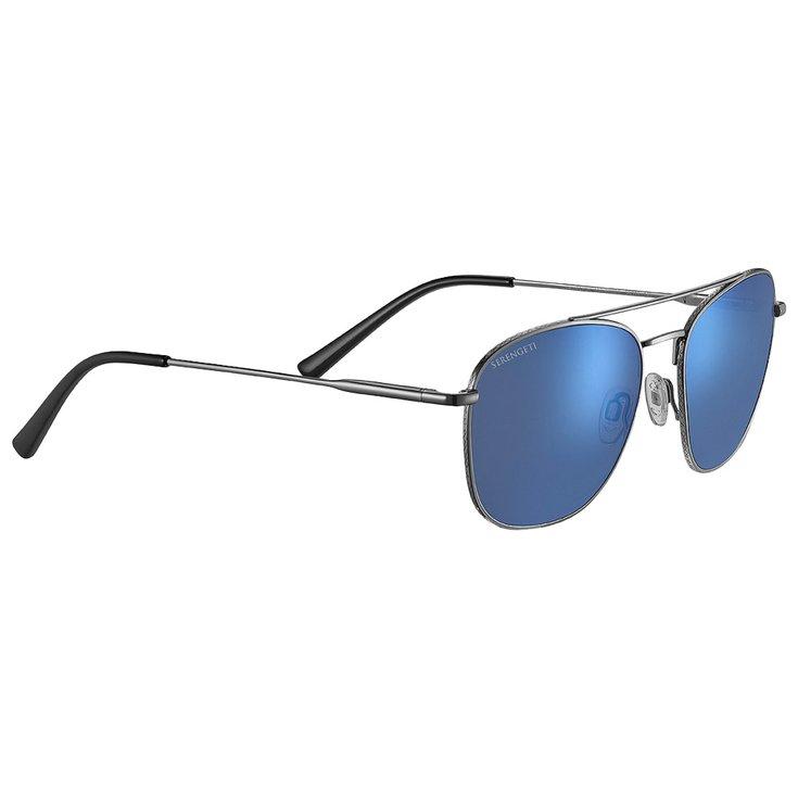 Serengeti Lunettes de soleil Carroll Large Shiny Gunmetal Polarized 555nm Blue Présentation