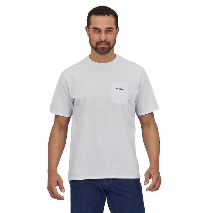 Patagonia Tee-shirt Line Logo Ridge Pocket Responsibili-Tee White Dos