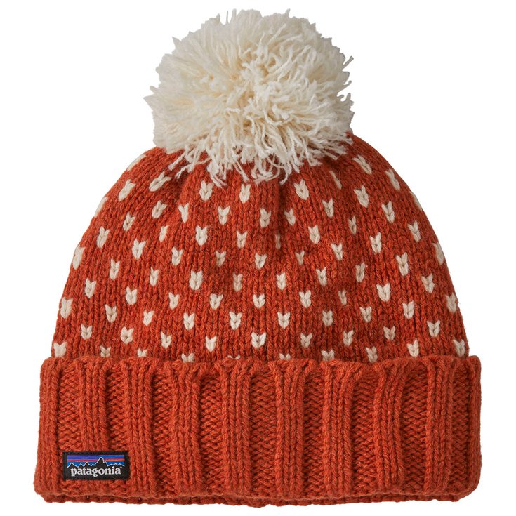 Patagonia Bonnet Snowbelle Beanie Offset Dot Bursnished Red Présentation
